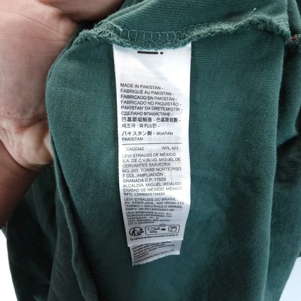 Vintage‎ Levis Shirt Mens Small Green Bass Lake Fish Camp Graphic Tee Streetwear